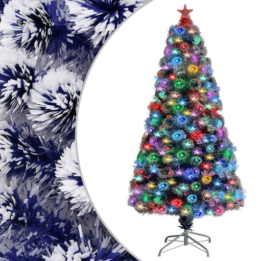 Kunstkerstboom Met Led 120 Cm Glasvezel Wit En Blauw