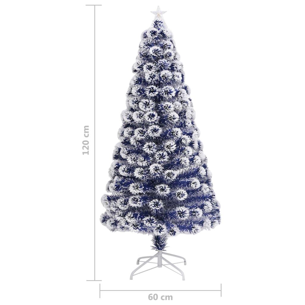 Kunstkerstboom Met Led 120 Cm Glasvezel Wit En Blauw