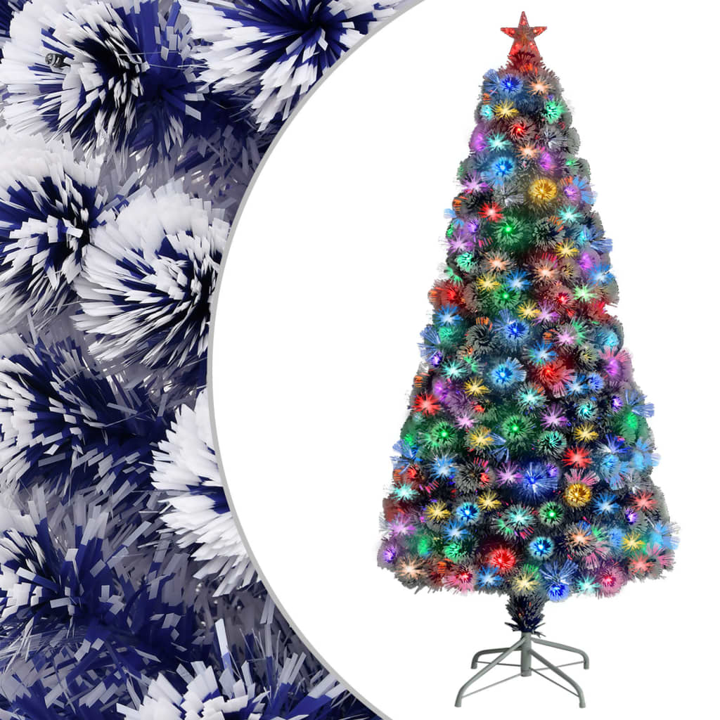 Kunstkerstboom Met Led 150 Cm Glasvezel Wit En Blauw