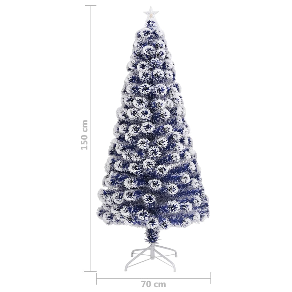 Kunstkerstboom Met Led 150 Cm Glasvezel Wit En Blauw