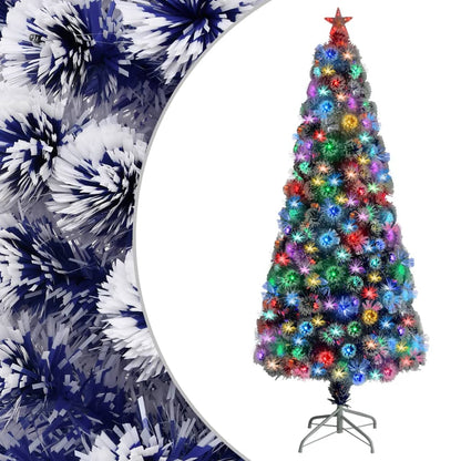 Kunstkerstboom Met Led 180 Cm Glasvezel Wit En Blauw