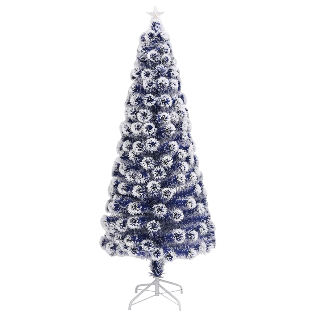 Kunstkerstboom Met Led 180 Cm Glasvezel Wit En Blauw