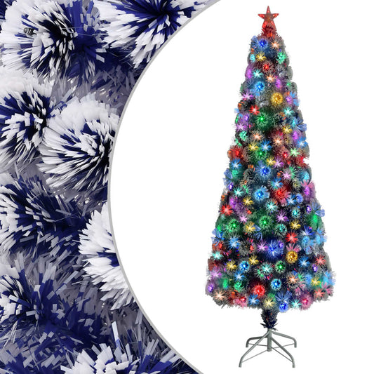 Kunstkerstboom Met Led 210 Cm Glasvezel Wit En Blauw