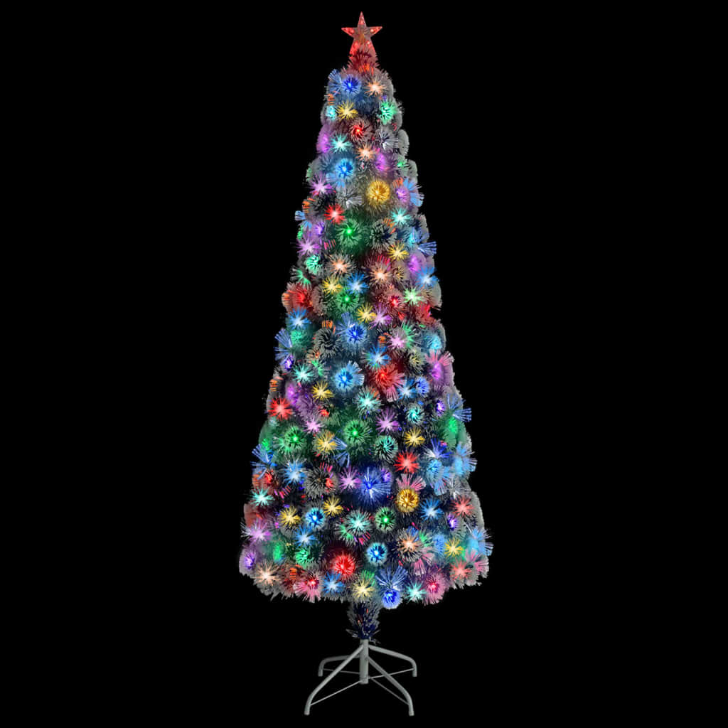 Kunstkerstboom Met Led 210 Cm Glasvezel Wit En Blauw
