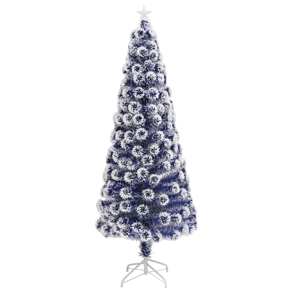 Kunstkerstboom Met Led 210 Cm Glasvezel Wit En Blauw