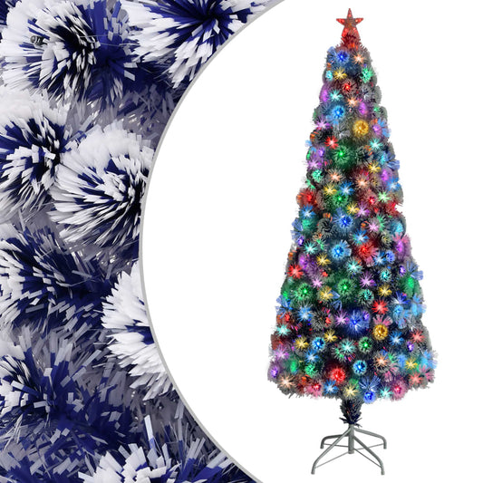 Kunstkerstboom Met Led 240 Cm Glasvezel Wit En Blauw