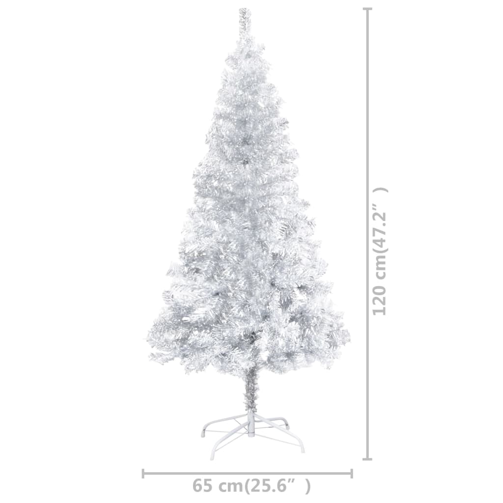 Kunstkerstboom Met Standaard 120 Cm Pet Zilverkleurig