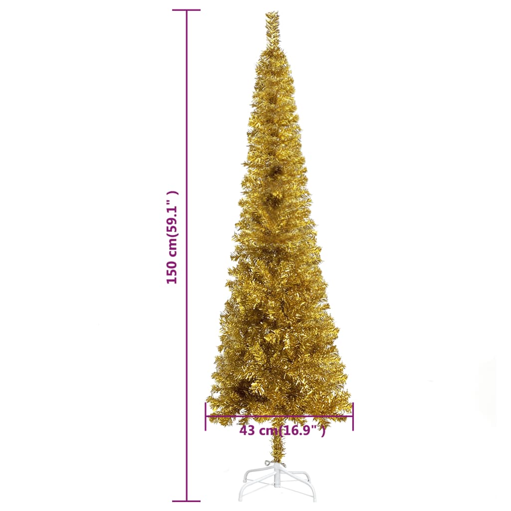 Kerstboom Smal 150 Cm Goudkleurig