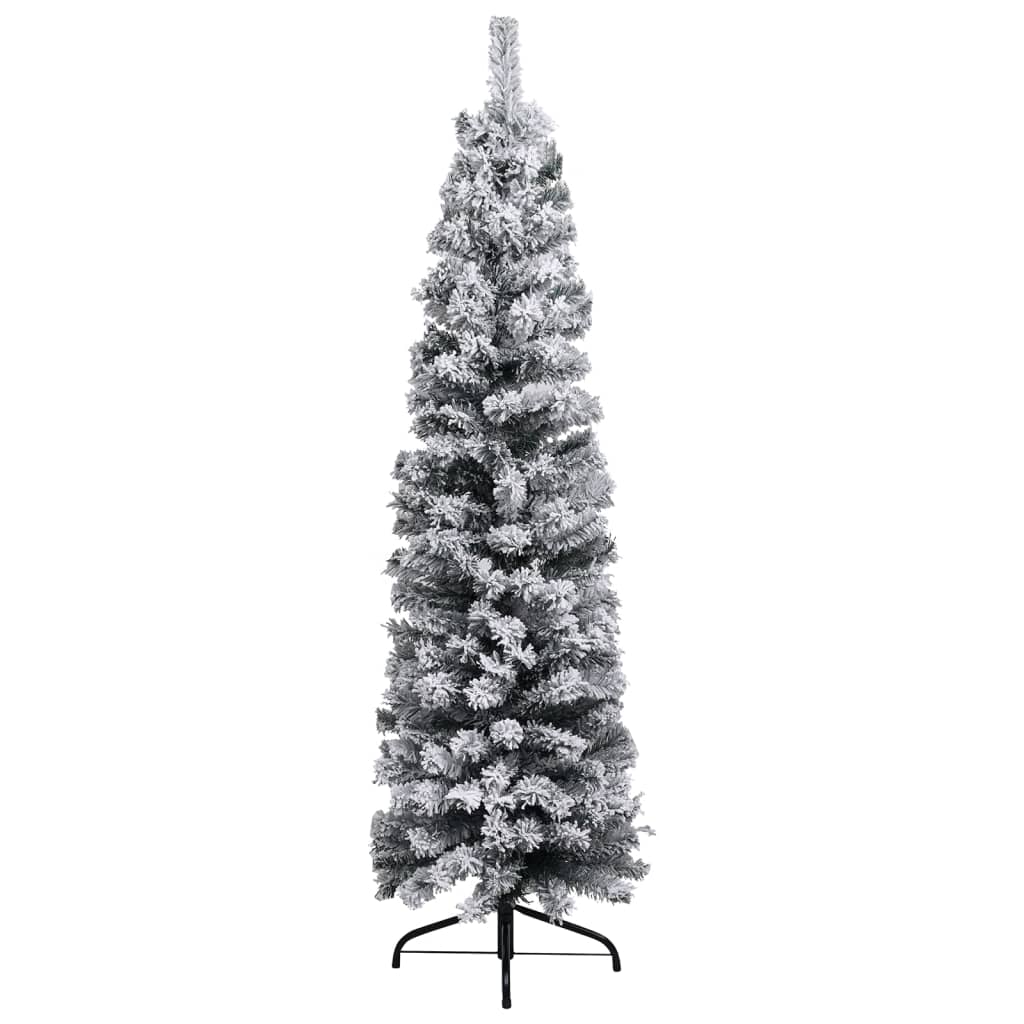 Kunstkerstboom Met Sneeuwvlokken Smal 120 Cm Pvc Groen