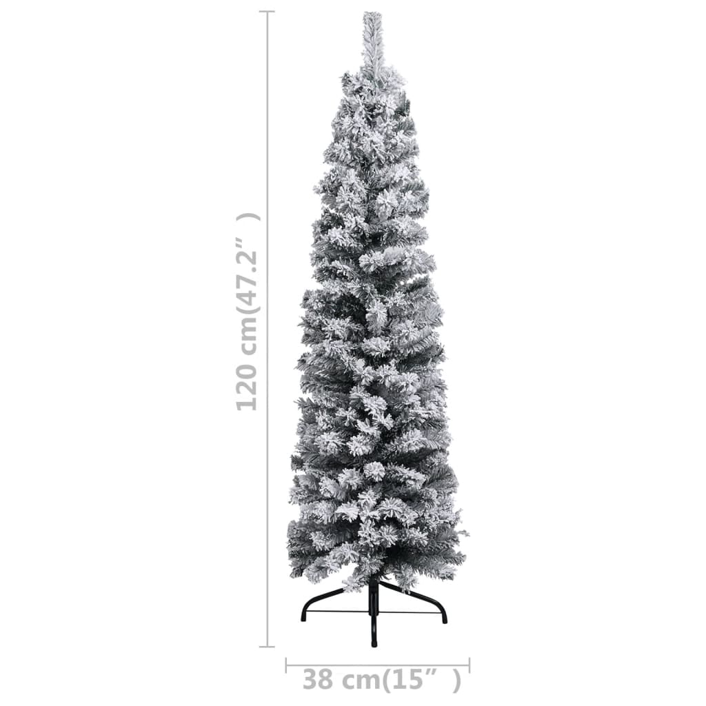 Kunstkerstboom Met Sneeuwvlokken Smal 120 Cm Pvc Groen