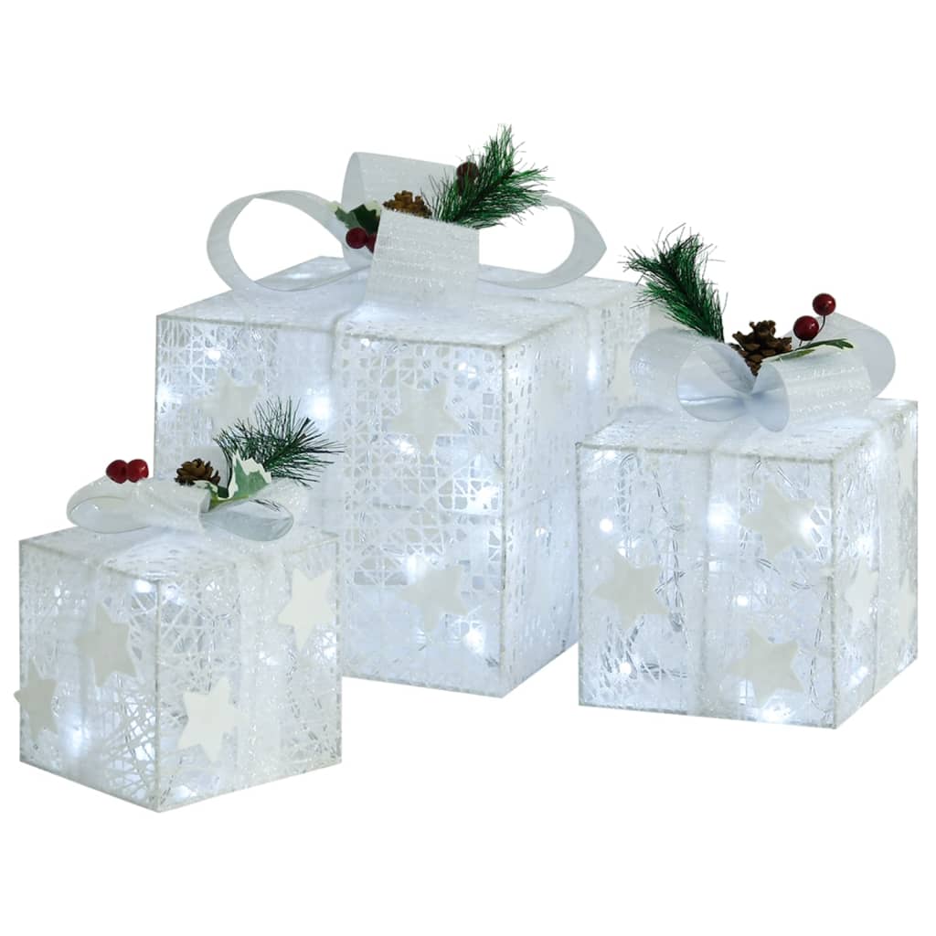 Kerstdecoratie Geschenkdozen 3 St Binnen/Buiten Zilverkleurig