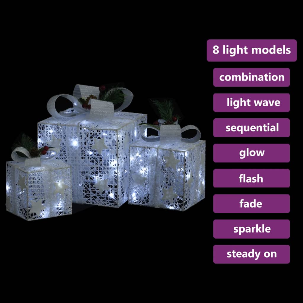 Kerstdecoratie Geschenkdozen 3 St Binnen/Buiten Zilverkleurig
