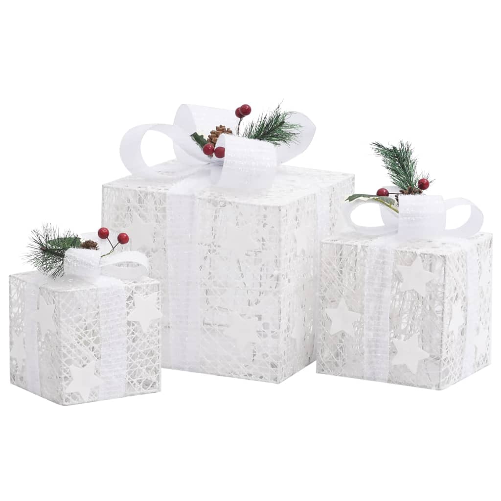 Kerstdecoratie Geschenkdozen 3 St Binnen/Buiten Zilverkleurig