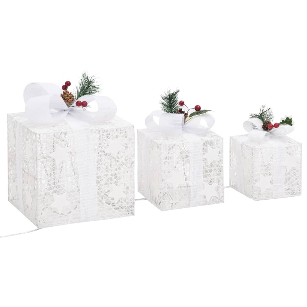 Kerstdecoratie Geschenkdozen 3 St Binnen/Buiten Zilverkleurig