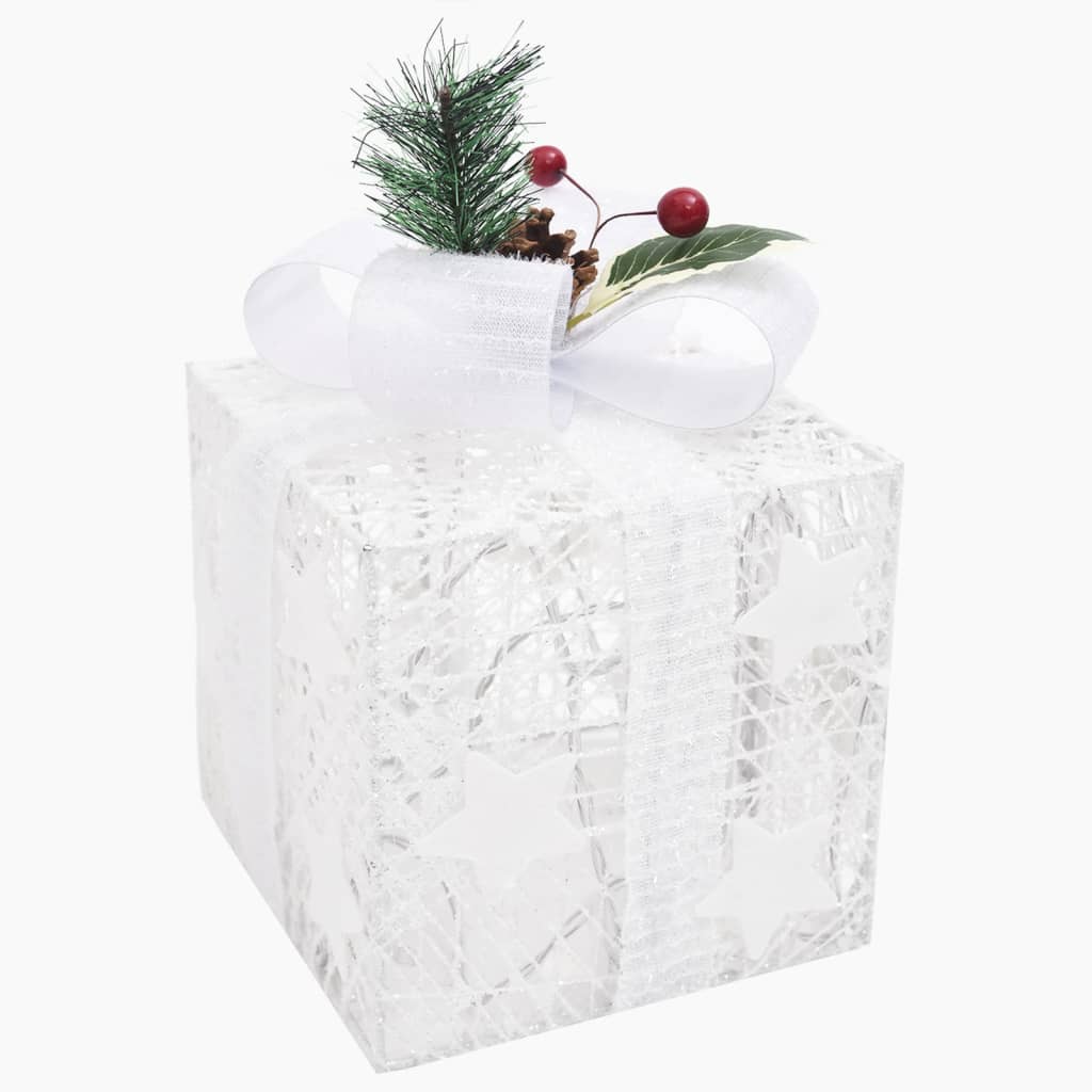 Kerstdecoratie Geschenkdozen 3 St Binnen/Buiten Zilverkleurig