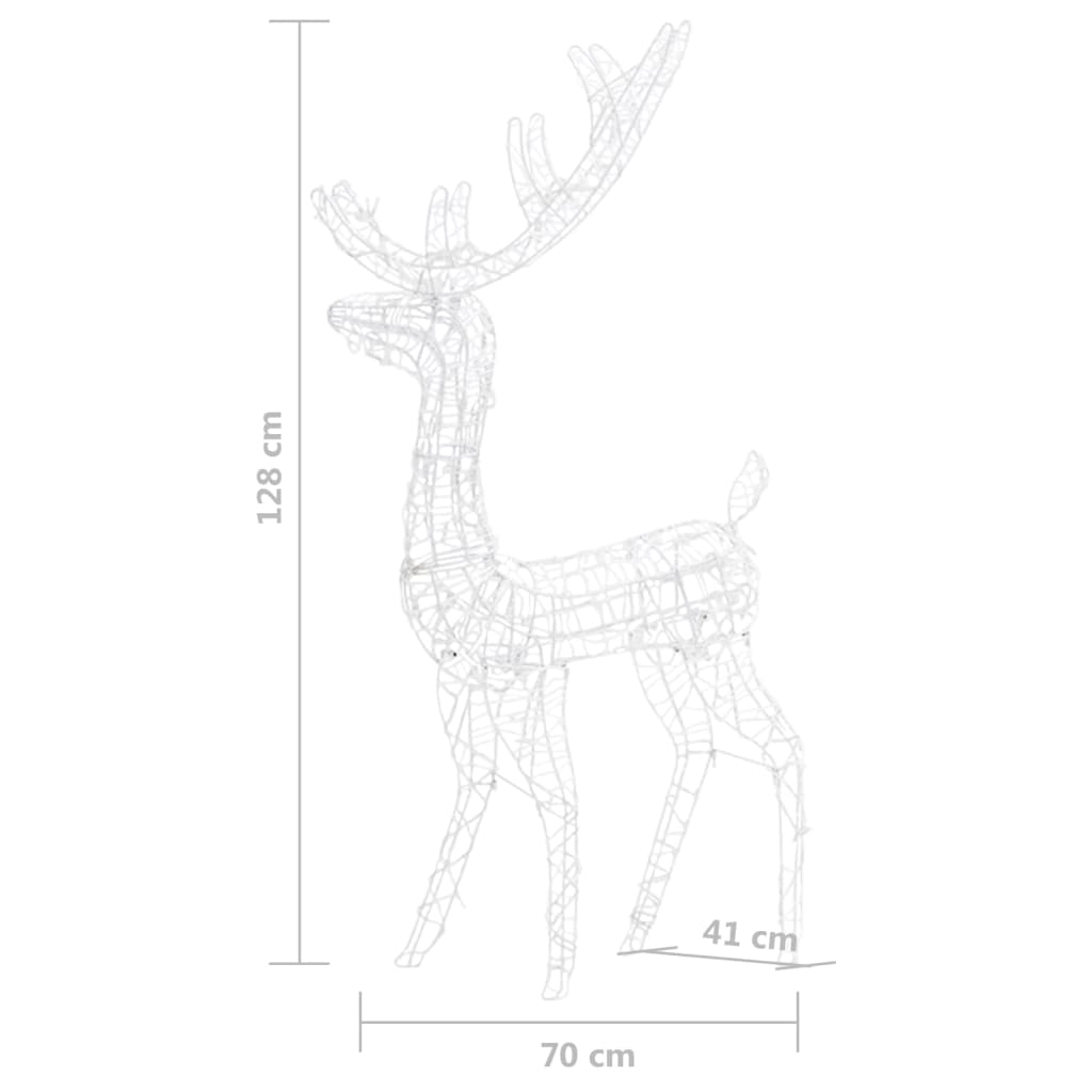 Kerstversiering Rendier 140 Led's Warmwit 128 Cm Acryl