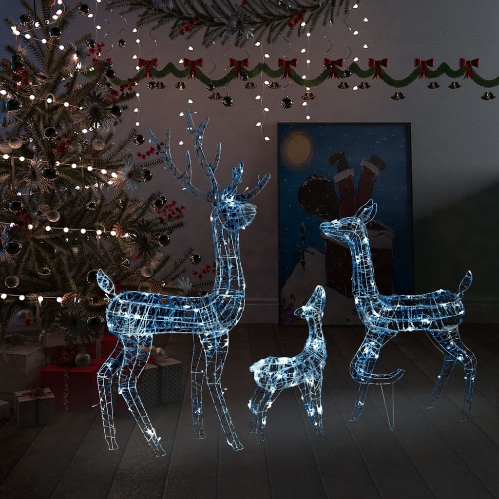 Kerstversiering Rendierfamilie 300 Led's Koudwit Acryl