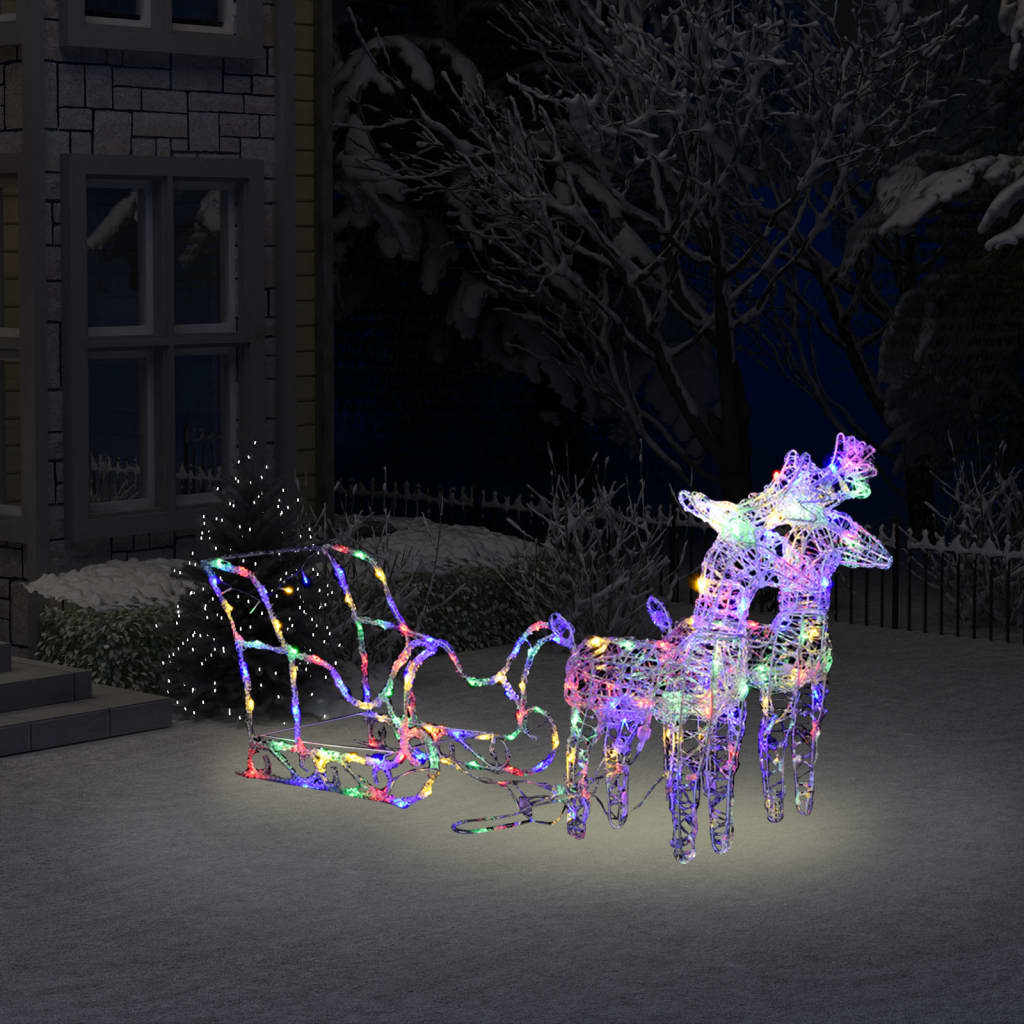 Kerstversiering Rendieren En Slee 160 Led's 130 Cm Acryl