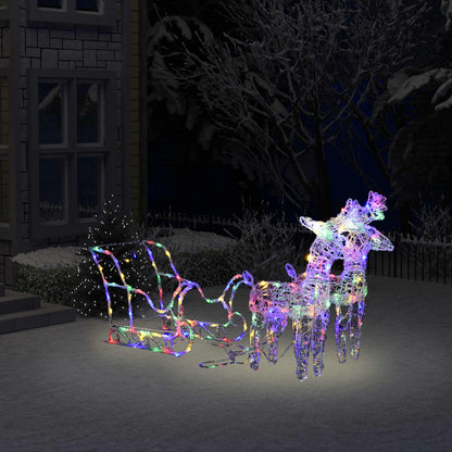 Kerstversiering Rendieren En Slee 160 Led's 130 Cm Acryl