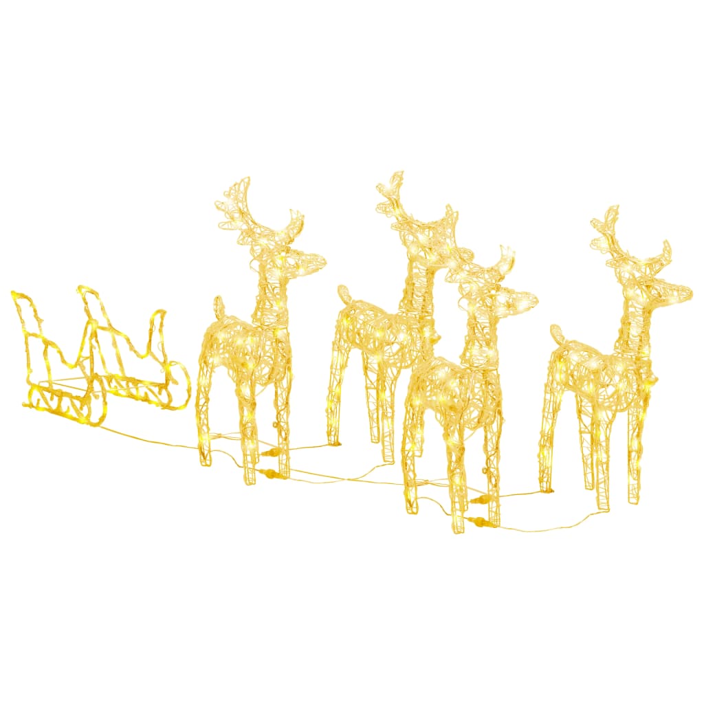 Kerstdecoratie Rendieren En Slee 280X28X55 Cm Acryl