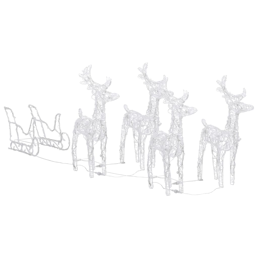 Kerstdecoratie Rendieren En Slee 280X28X55 Cm Acryl