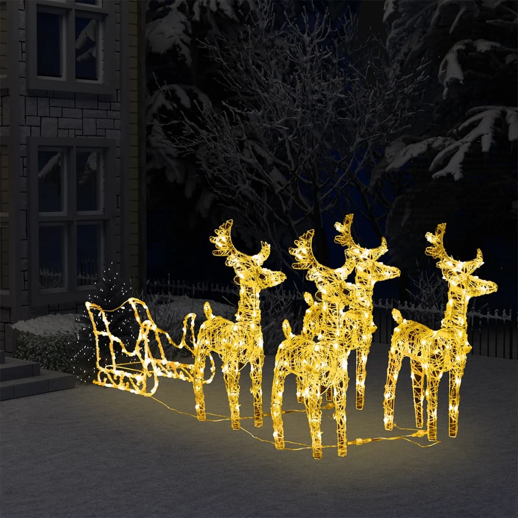 Kerstdecoratie Rendieren En Slee 280X28X55 Cm Acryl