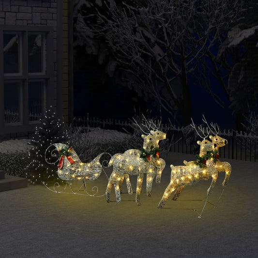 Buitenkerstversiering Rendieren En Slee 100 Led's Goudkleurig