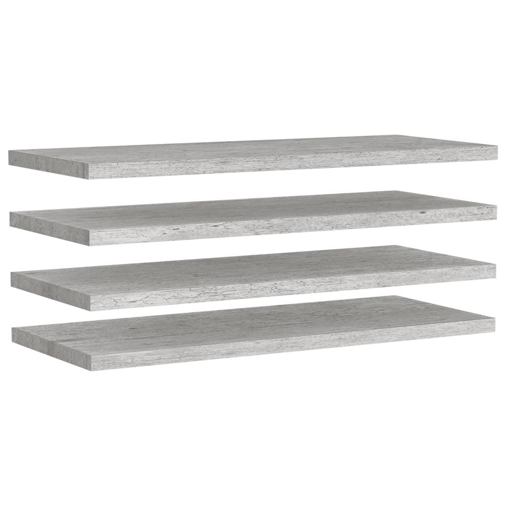 Wandschappen Zwevend 4 St 90X23,5X3,8 Cm Mdf Betongrijs