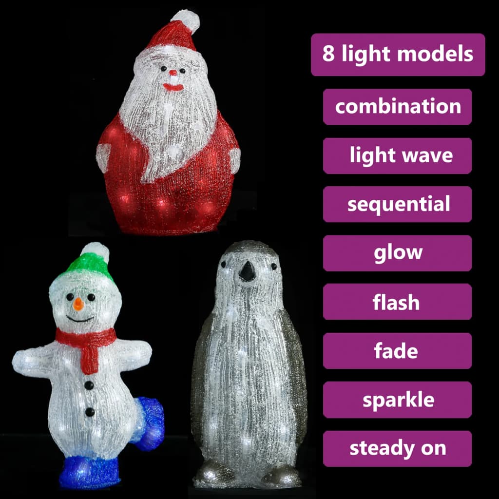 3-Delige Kerstfigurenset Led Binnen En Buiten Acryl