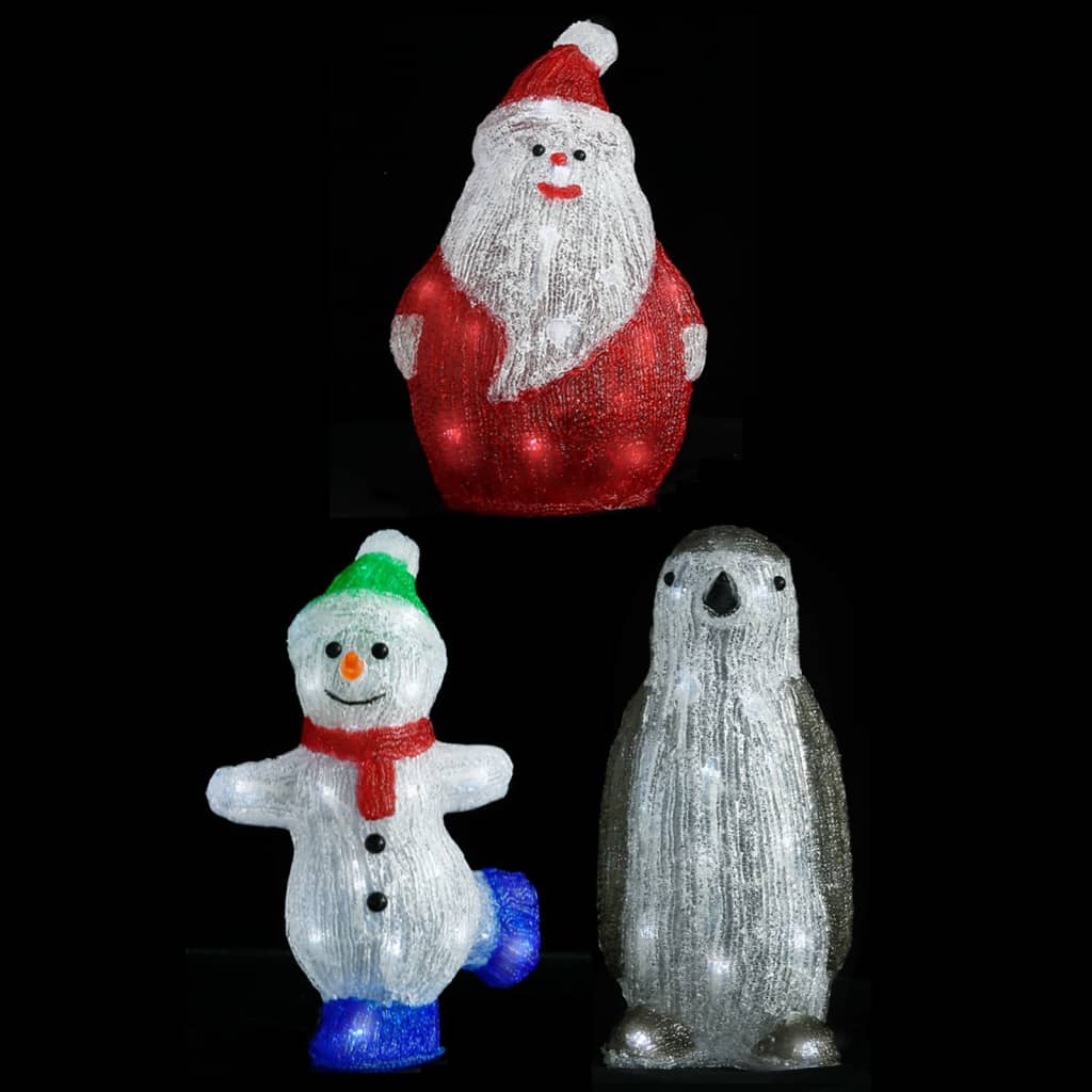 3-Delige Kerstfigurenset Led Binnen En Buiten Acryl
