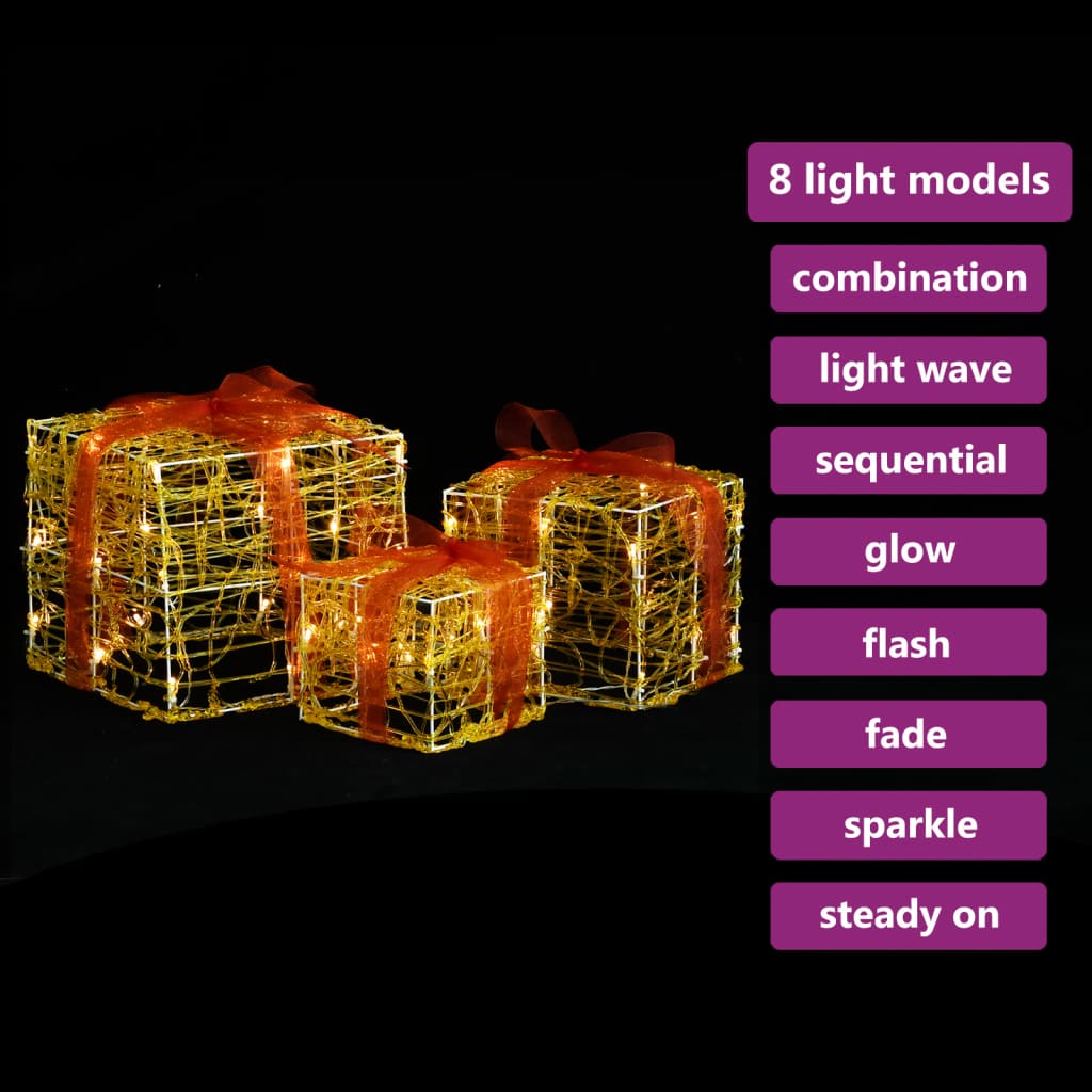 Kerstverlichting Geschenkdozen 3 St Decoratief Acryl Warmwit