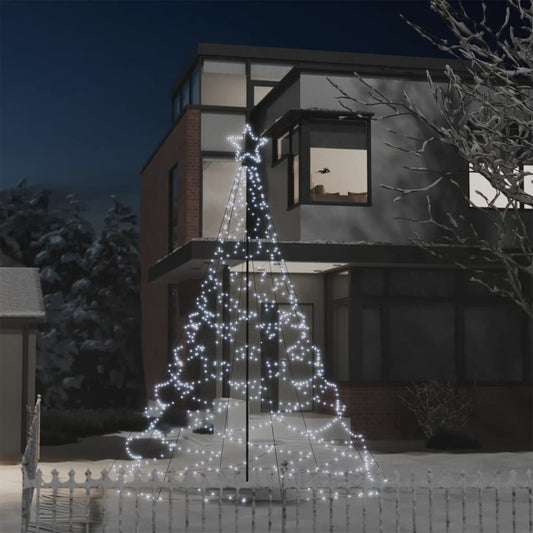 Kerstboom Met Metalen Paal En 500 Led's 3 M Koudwit