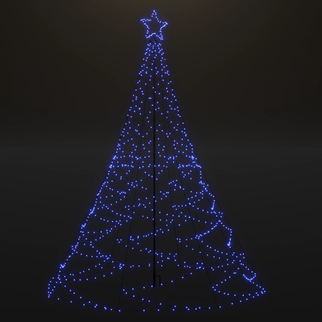 Kerstboom Met Metalen Paal En 500 Led's 3 M Blauw