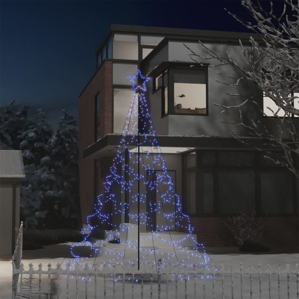 Kerstboom Met Metalen Paal En 500 Led's 3 M Blauw