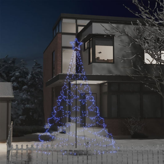 Kerstboom Met Metalen Paal En 500 Led's 3 M Blauw