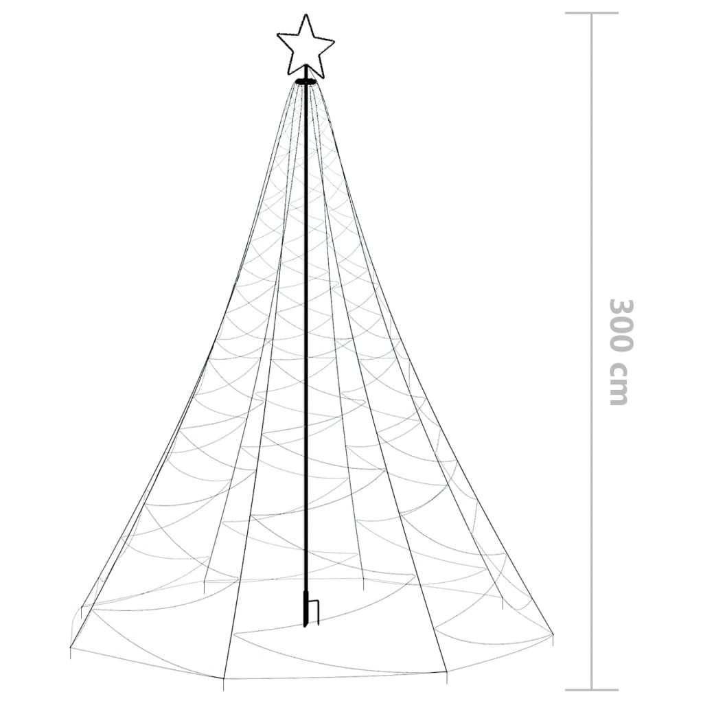Kerstboom Met Metalen Paal En 500 Led's 3 M Meerkleurig