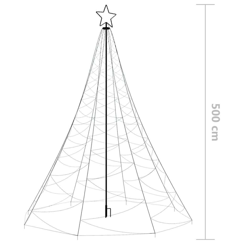 Kerstboom Met Metalen Paal En 1400 Led's 5 M Warmwit