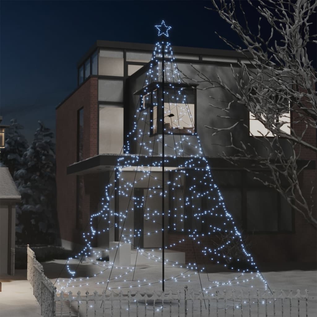 Kerstboom Met Metalen Paal En 1400 Led's 5 M Koudwit