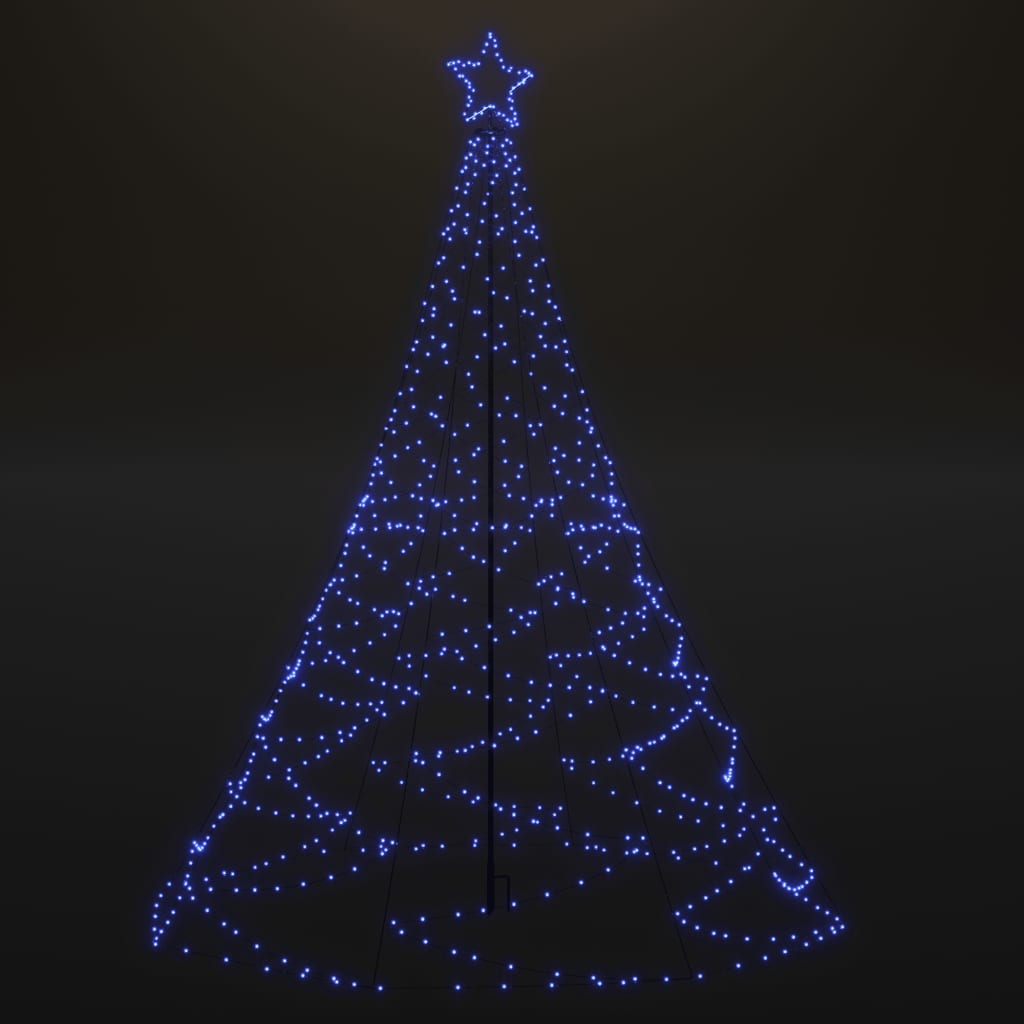Kerstboom Met Metalen Paal En 1400 Led's 5 M Blauw