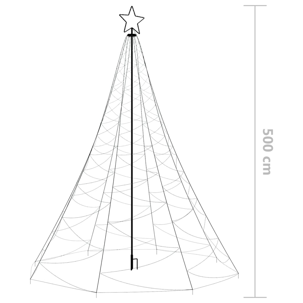 Kerstboom Met Metalen Paal En 1400 Led's 5 M Blauw