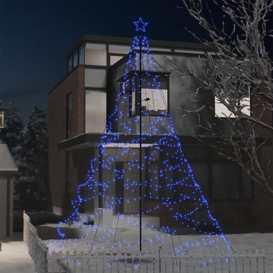 Kerstboom Met Metalen Paal En 1400 Led's 5 M Blauw