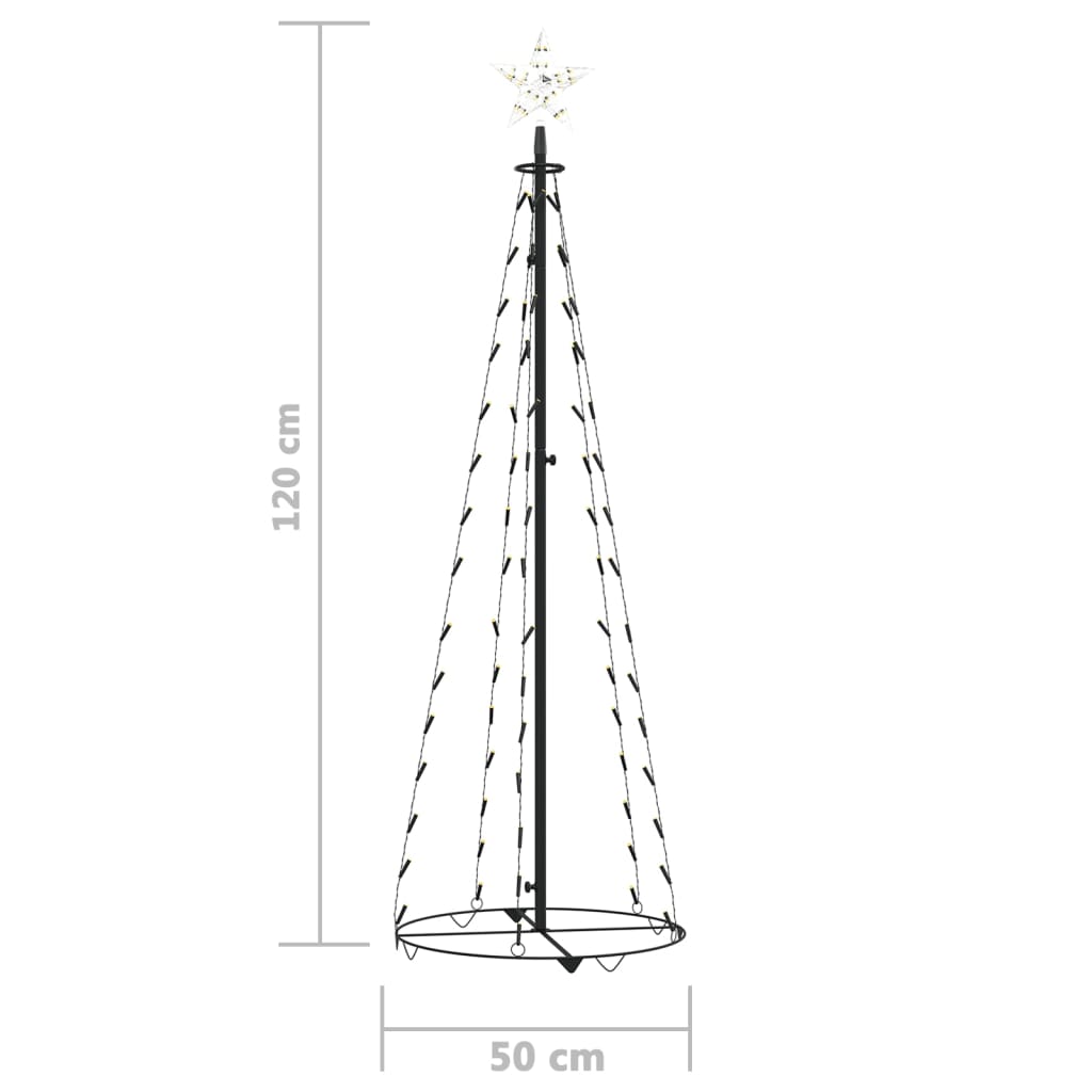 Kegelkerstboom 70 Led's 50X120 Cm Warmwit