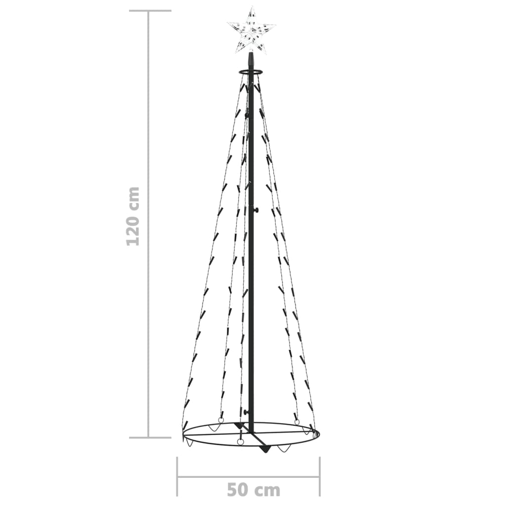 Kegelkerstboom 70 Led's 50X120 Cm Koudwit