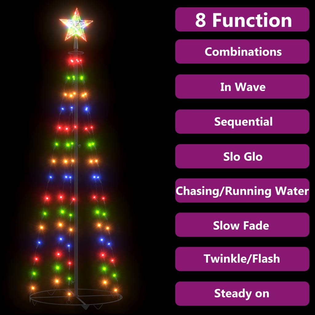 Kegelkerstboom 70 Led's 50X120 Cm Meerkleurig