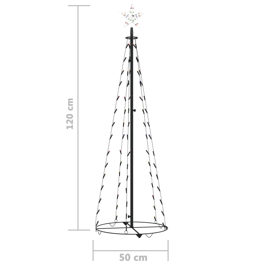 Kegelkerstboom 70 Led's 50X120 Cm Meerkleurig