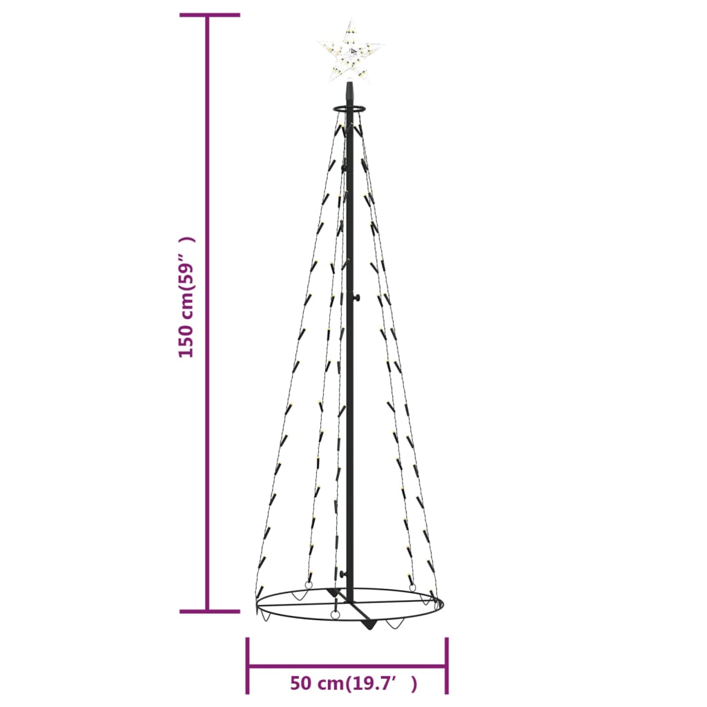 Kegelkerstboom 84 Led's 50X150 Cm Warmwit