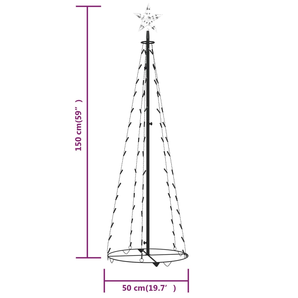 Kegelkerstboom 84 Led's 50X150 Cm Koudwit