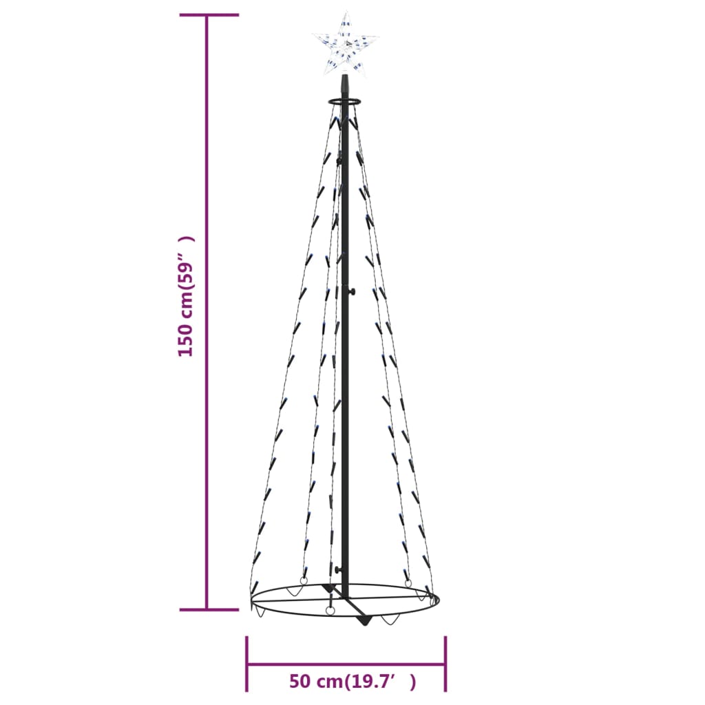 Kegelkerstboom 84 Led's 50X150 Cm Blauw
