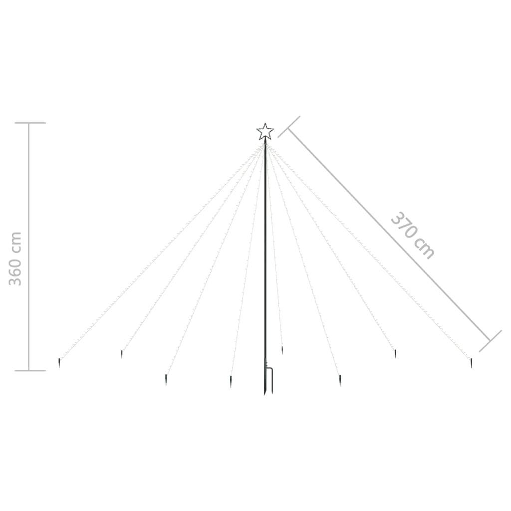 Kerstboomverlichting 576 Led's Binnen/Buiten 3,6 M Koudwit
