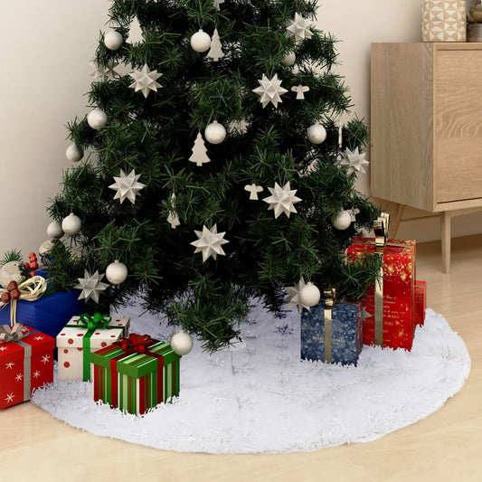 Kerstboomrok Luxe 122 Cm Kunstbont Wit